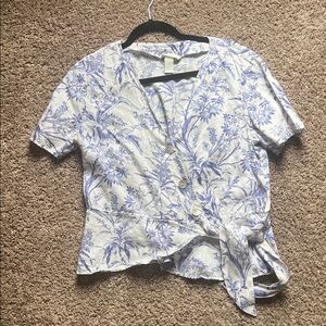 H&M Blue and White Floral Blouse
